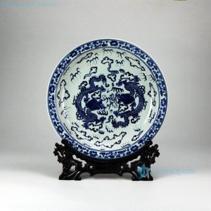 RYXC31-B      Double fire dragon hand paint precious porcelain plate