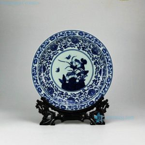 RYXC31-C        Hand paint Jingdezhen traditional lotus bird pattern ceramic decor tray