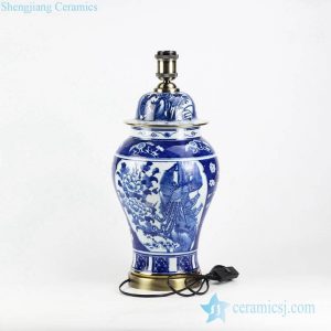 DS104-RYLU       Blue and white hand paint high quality couple birds pattern wedding room porcelain night lamp