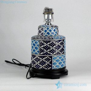 DS96-RYPU14       Fantastic blue color matching pattern crockery reading lamp