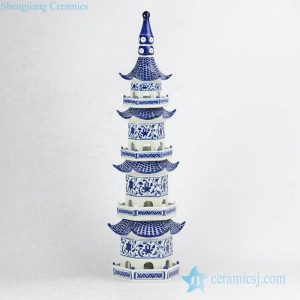 RYJF66         Online sale new design China blue and white porcelain tower figurine
