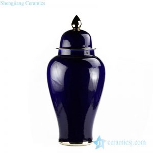 RYKB132-M         Glossy surface indigo blue glaze large porcelain ginger jar for display