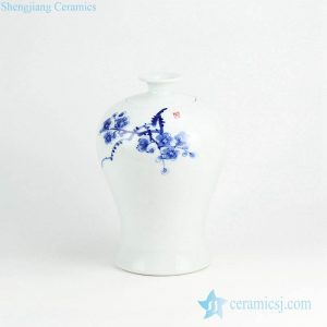 RYNQ227      Hand paint cherry blossom pattern blue and white porcelain collectible jar