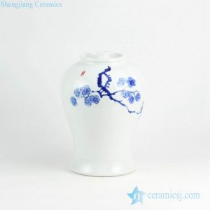 RYNQ228        Luxury blue and white winter sweet pattern ceramic honey jar