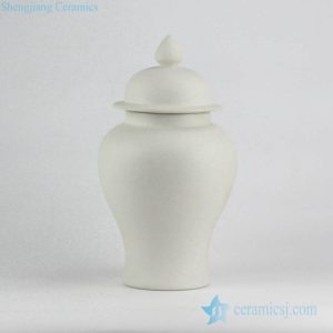 RYUJ19-A     Matt surface white solid color simple style  porcelain ginger jar
