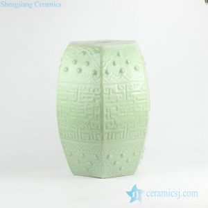 RYVM17-B      Pistachio green color celadon embossed porcelain stool
