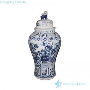 RYWY06-D      Hand paint ancient China fairy tale pattern big porcelain temple jar