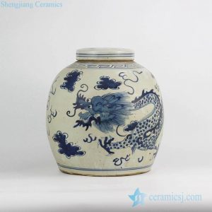 RZFZ05-F      Asia traditional dragon pattern hand drawing antique porcelain jar