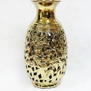 RZKA171014       Carved out gold leaves porcelain flower jar