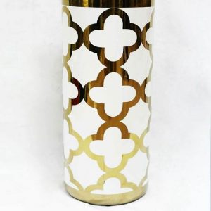 RZKA171044       Golden plated Clubs pattern white background ceramic umbrella stand