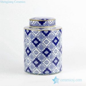 RZKQ01      India floral style blue and white ceramic tin