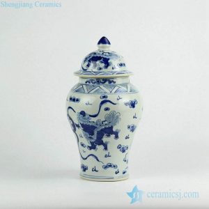 RZKY10-A       Fairy lion playing with silk ball pattern hand craft ceramic ginger jar