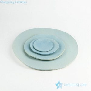 RZKZ03       Cerulean plain color linen texture ceramic serving tray
