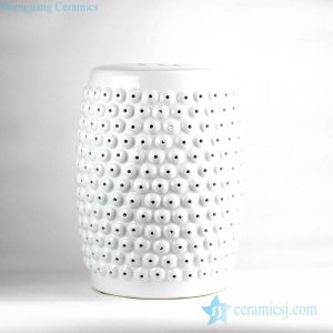 RZLB02-A       Pure white beads sculpture design ceramic porch stool