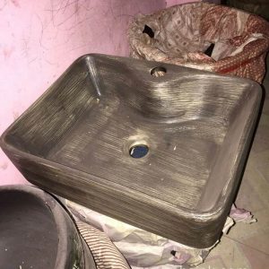 TPAA-008      Metal like surface ceramic kitchen washing sink