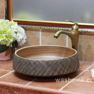 TPAA-051      Carved fishing net design round crockery above counter sink