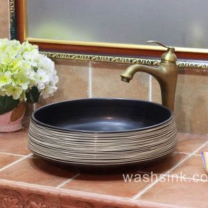 TPAA-052       white whirl design black glaze modern ceramic sink