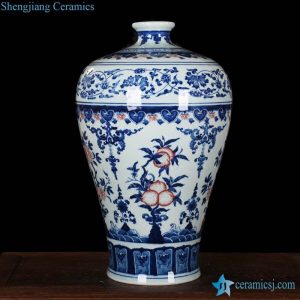RZLG11     RZLG11  Hand paint peach floral pattern blue white red color porcelain vase for online sale