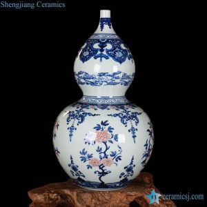RZLG14     Gourd shape China auspicious pattern factory ceramic vase for export