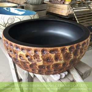 TPAA-208       16 inches diameter Shengjiang ceramics factory hand carving ceramic round basin