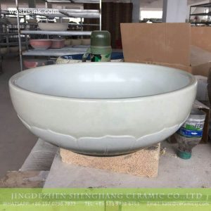 TPAA-215    Jiangxi JDZ honed lotus petal white porcelain basin 