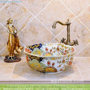TXT09A-5    Fashionable Jingdezhen China octagonal hand made floral porcelain bathroom sanitary ware