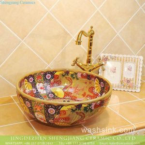 TXT33B-3     Jingdezhen factory local cheap price floral modern ceramic counter top sink