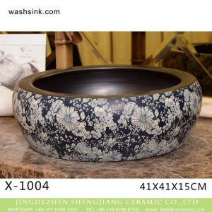 XHTC-X-1004-3  Jingdezhen factory direct flower pattern glazed curved ceramic wash basin