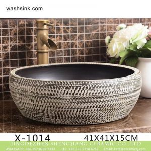XHTC-X-1014-1  China traditional high quality ceramic black and white color wash sink basin