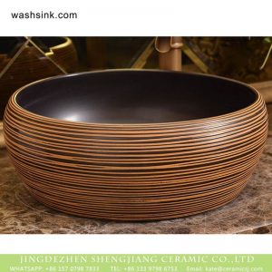 XHTC-X-1019-1  China traditional high quality bathroom ceramic brown and black stripes sanitary ware