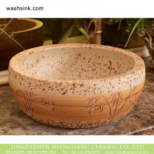 XHTC-X-1029-1  Shengjiang factory porcelain antique round brown spots with willow pattern sink bowl