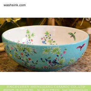 XHTC-X-1061-1  China made famille rose hand made turquoise color wash basin