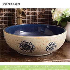 XHTC-X-1074-1  Jingdezhen factory wholesale price deep blue wall smooth ceramic retro surface lavabo