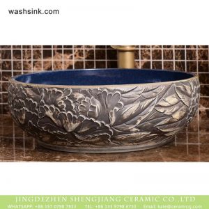 XHTC-X-1091-1  Chinese factory direct wholesale price hand carved gray vanity art bowl vessel basin