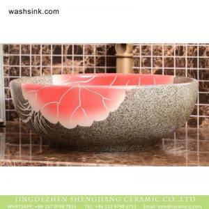XHTC-X-1096-1   China made imitating marble with famille rose typical floral art ceramic wash basin
