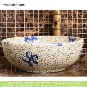 XHTC-X-2070-1  Chinese art countertop  white color with black spots and wintersweet pattern sink bowl