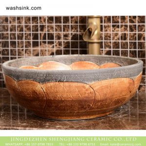 XHTC-X-2072-1   Hot sale Shengjiang factory direct wood color and the edge of stone color wash sink