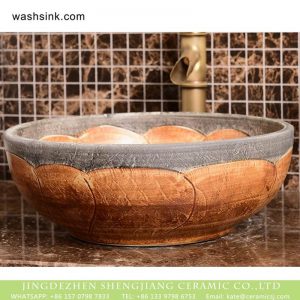 XHTC-X-2072-1   Hot sale Shengjiang factory direct wood color and the edge of stone color wash sink