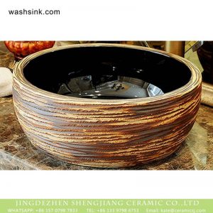 XHTC-X-2079-1  Chinese art countertop black glazed wall and manual sculpture surface toilet basin