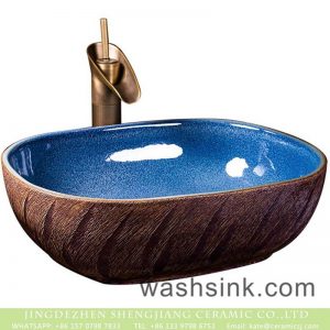 XXDD-01-2     Porcelain city Jingdezhen light blue wall and solid surface table top vanity basin