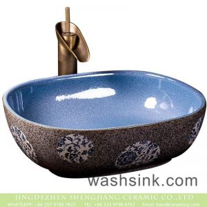 XXDD-10-4     Chinese morden new style light bule wall dark surface with spots and circular patterns surface lavabo