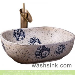 XXDD-12-3     Made in Jingdezhen retro style white color with spots and circular patterns surface wash basin