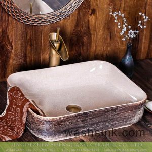 XXDD-14-2     Porcelain city Jingdezhen square white wall and imitating marble surface ceramic sink