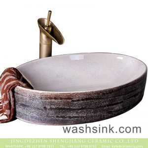 XXDD-18-3     Shengjiang factory direct ice crack porcelain and marbling thin edge oval art basin