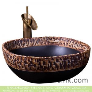 XXDD-20-4     Shengjiang factory fancy ceramic product black and brown irregular pattern toilet basin