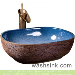 XXDD-36-3     Jingdezhen retro style light blue wall and the wood of surface vanity art ceramic