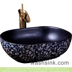 XXDD-40-3     China new style black ceramic with kinds of leaves printing quadrate basin