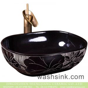 XXDD-42-2     Shengjiang factory direct bright black ceramic with flowers pattern sanitary ware
