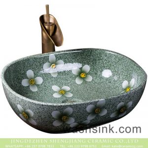 XXDD-43-4     Jingdezhen fancy ceramic product green color with floral art wash sink