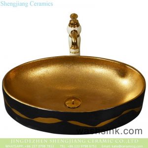 YQ-001-6      Shengjiang factory porcelain modern vanity art golden wash hand basin